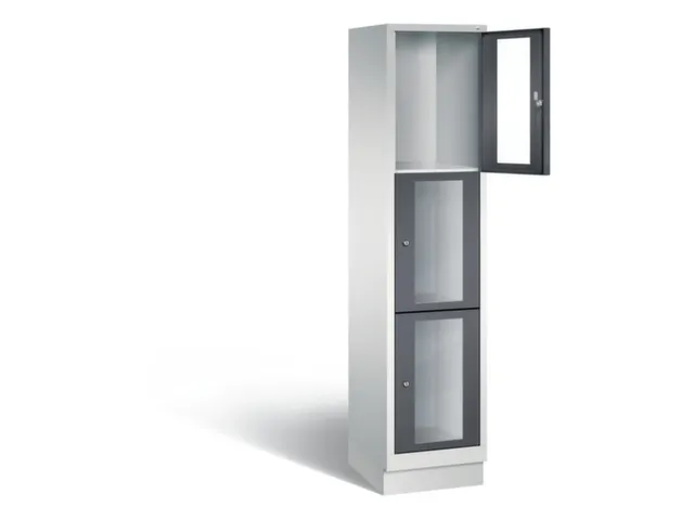 Lockerkast 1800x420x500mm 1x3 vakken Cilinderslot, Sokkel, RAL7021