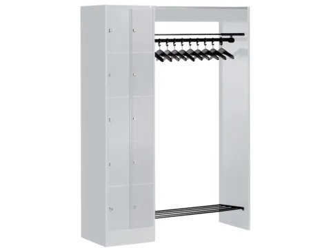 locker met kapstok,HxBxD 1950x1410x480mm,romp RAL7035,front RAL7035