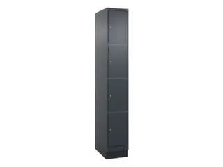 lockerkast,HxBxD 1950x300x500mm,1x4vakken,vak B 300mm,cil.-slot,sokkel - 1