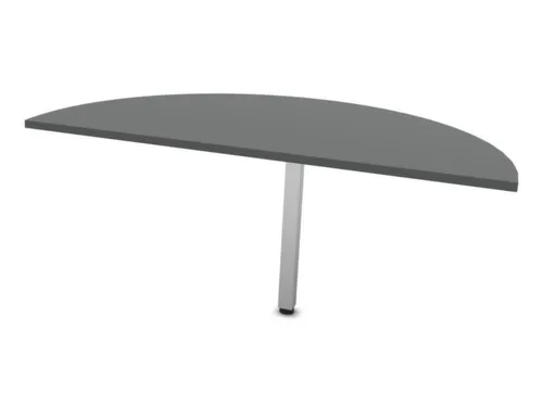 aanbouwtafel,HxBxD 740x1400x700mm,halfrond,MS-donkergrijs