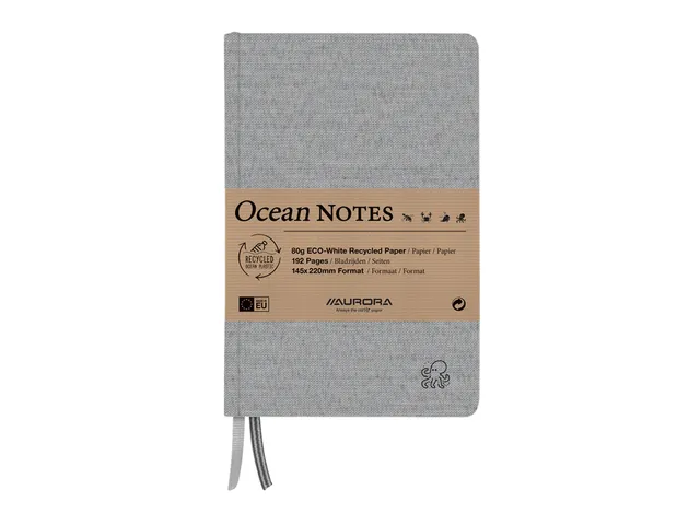 Notitieboek Aurora Ocean A5 192blz lijn 80g linnenstructuur kaft grijs