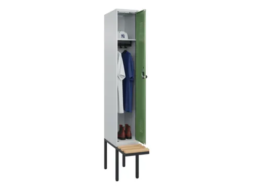 locker met bank,HxBxD 2120x300x815mm,1vak,vak B 300mm,draaigrendel