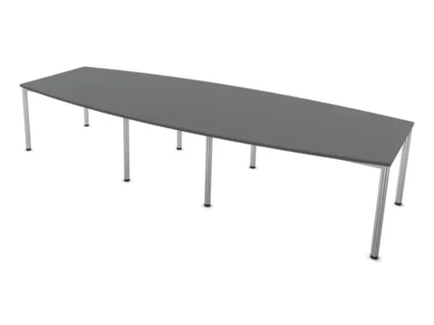 vergadertafel,HxBxD 740x3600x1400mm,vatvormig,MS-donkergrijs