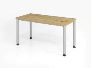 bureau,HxBxD 685-810x1400x670mm,blad eiken,4voeten zilverkleurig - 1