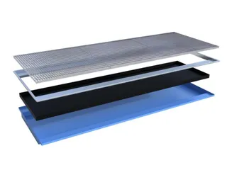 ophangbak,opvangvol. 200l,HxBxD 110x3250x1265/915mm,m. PE-element - 2