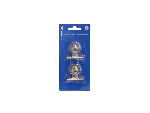 Papierklem MAUL Bulldog met magneet 40mm capaciteit 15mm zilver
