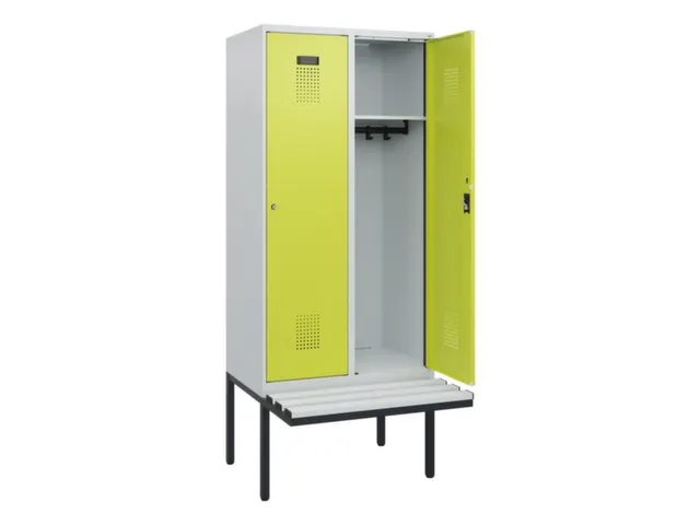 locker met bank,HxBxD 1950x800x815mm,2vak,vak B 400mm,cilinderslot