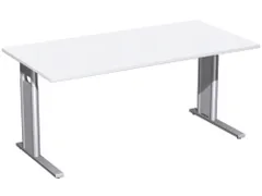 Bureau C-Poot HxBxD 680-800x1600x800mm Decor wit Zilverkleurig