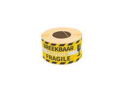 Waarschuwingsetiket Rillprint fragile 46x125mm geel 250 stuks