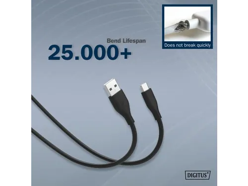 USB-C siliconen oplaadkabel USB-A USB-C 0,5m USB 2.0 60W zwart