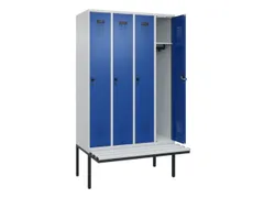locker met bank,HxBxD 2120x1200x815mm,4vak,vak B 300mm,draaigrendel