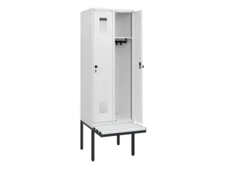 locker met bank,HxBxD 1950x600x815mm,2vak,vak B 300mm,draaigrendel - 1