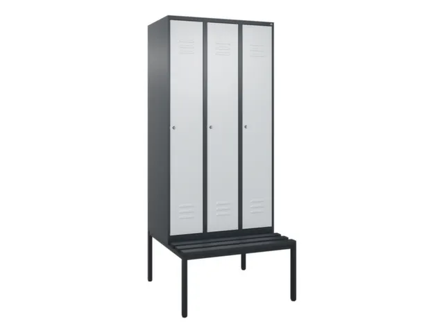 locker met bank,HxBxD 2120x900x815mm,3vak,vak B 300mm,cil.-slot
