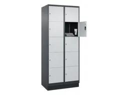 lockerkast,HxBxD 1950x800x500mm,2x5vakken,vak B 400mm,cil.-slot,sokkel