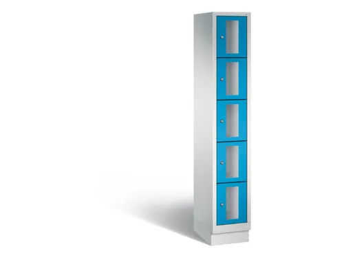 Lockerkast 1800x320x500mm 1x5 vakken Cilinderslot, Sokkel, RAL5012