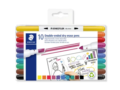 Whitebordstiften Staedtler dubbele punt dry erase set à 10 kleuren