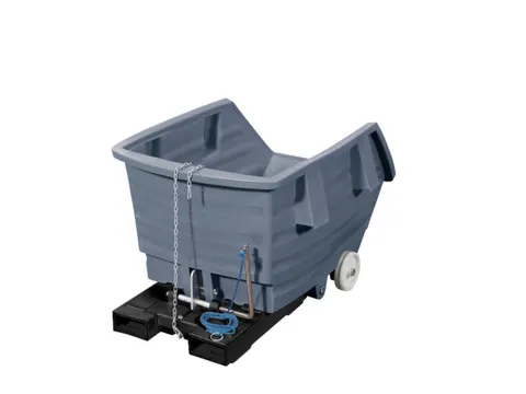 PE-kiepbak,HxLxB 660x1420x920mm,0,3m³,draagverm. 150kg,grijs,wielen