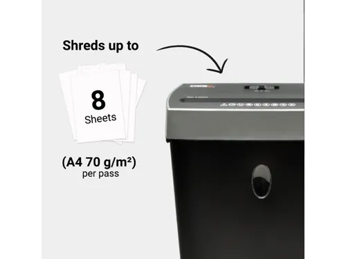 Papiervernietiger 8 Vel 4x38 mm 11 Liter