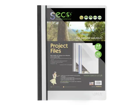 Snelhechtermap Seco A4 Zwart 10 st. Duurzaam afbreekbaar 180 micron