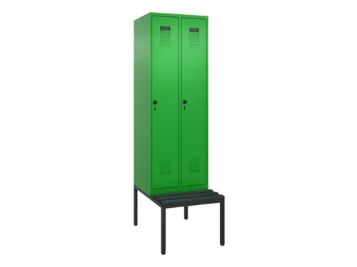 locker met bank,voor scheiding van kleding,HxBxD 2120x600x815mm,2vak