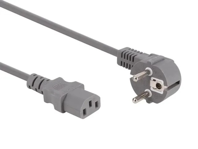 Voedingskabel Grijs CEE 7/7 90° + C13 L=3.0m, 3G1.0mm²
