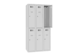 Dubbeldekse lockerkast,HxBxD 1800x900x500mm,3x2vak.,draaigrendel