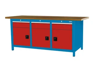 werkbank,HxBxD 860x2000x750mm,onderstel RAL5012,fronten RAL3020 - 3
