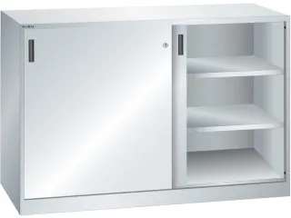 schuifdeurkast 1000x1500x580mm 4xStalen bodem RAL7035 - 1