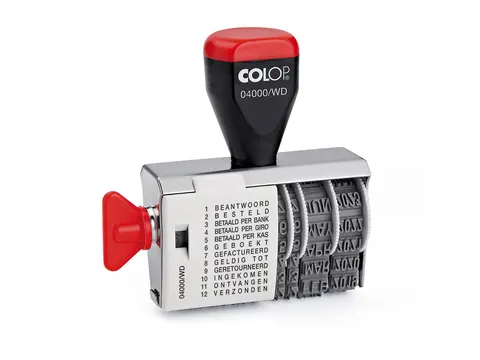 Woord-datumstempel Colop 04000 met 12 teksten zwart
