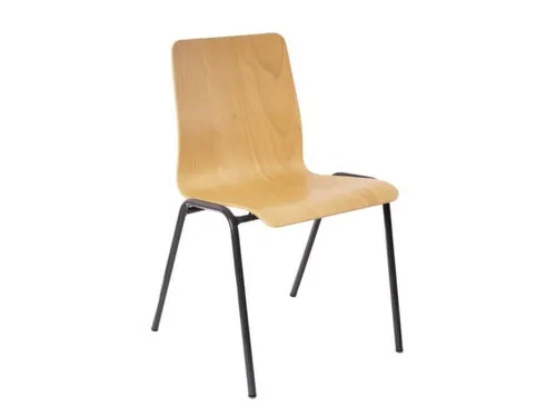 Houten Kuipstoel,4Voeten Ronde Buis Antraciet,Zitschaal Beuken