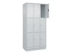 lockerkast,HxBxD 1950x900x500mm,3x3vakken,vak B 300mm,cil.-slot,sokkel