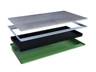 ophangbak,opvangvol. 200l,HxBxD 140x2150x1250/915mm,m. PE-element - 2