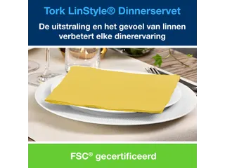 Dinnerservetten Tork LinStyle 1/4-vouw 1-laags 50st mosterdgeel 478859 - 2