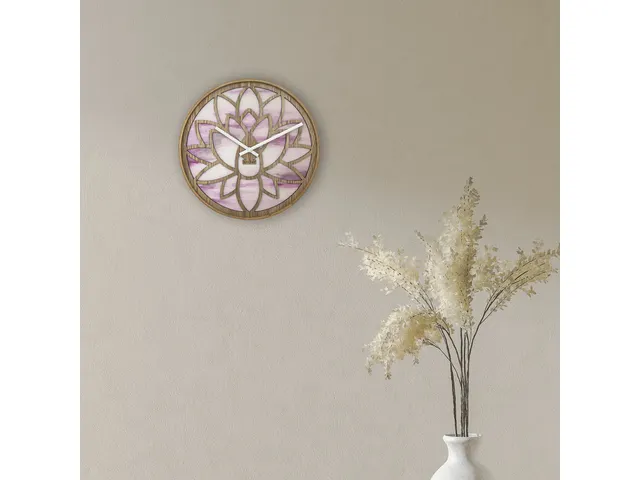 Wandklok Nextime dia 40cm Roze Hout Lotus