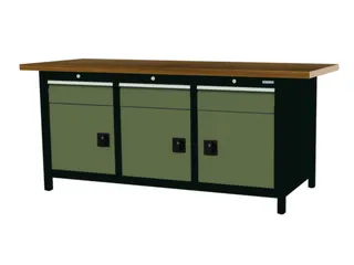 werkbank,HxBxD 860x2000x750mm,onderstel RAL9005,fronten RAL6011 - 3
