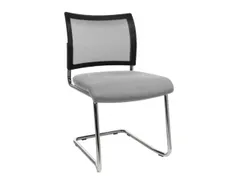 Bezoekersstoel Zitting Stof Lichtgrijs Rugleuning Netbekleding Zwart