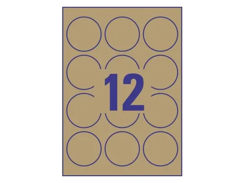 Etiket Avery L7106-25 permanent rond 60mm kraft 300 stuks 25 vel