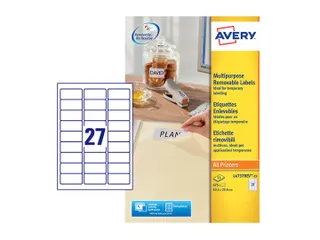Etiket Avery L4737rev-25 63.5x29.6mm Afneembaar Wit 675 Stuks - 1
