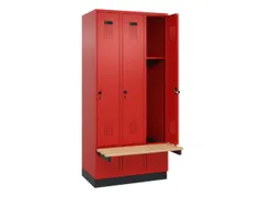 locker met bank,HxBxD 1950x900x815mm,3vak,vak B 300mm,draaigrendel