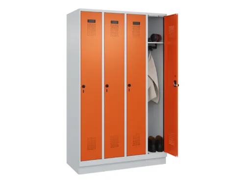 locker,HxBxD 1950x1200x500mm,4vak,vak B 300mm,draaigrendel,sokkel