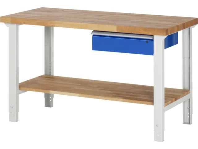 établi HxlxP 790-1140x1500x700mm plateau hêtre force 750kg 4 pieds