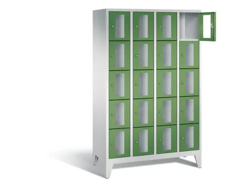 Lockerkast 1850x1190x500mm 4x5 vakken Cilinderslot Poten, RAL6011