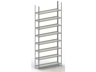 Schroefstelling Basisveld Ral7035 2500x1254x304mm 8legborden 75kg - 1