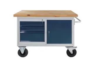 werkbank,verrijdbaar,HxBxD 840x1300x600mm,beukblad,draagverm. 500kg - 1