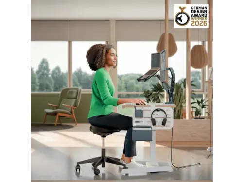 Zitkruk Leitz Ergo met wieltjes en comfortzitting 600x460x600mm zwart