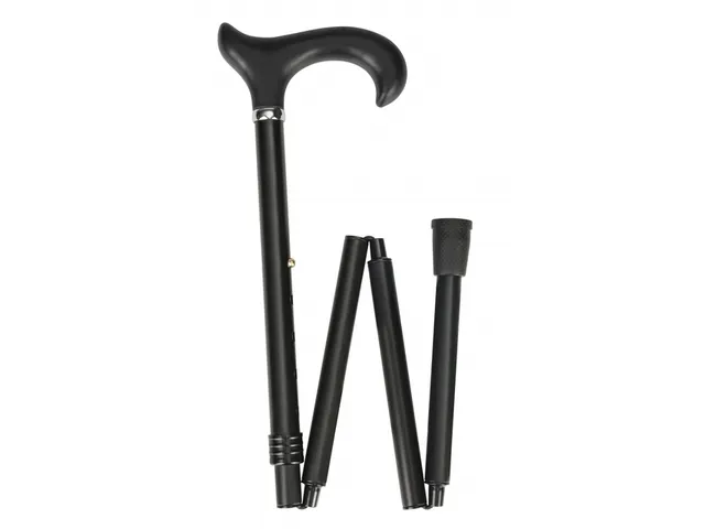 Luxe wandelstok opvouwbaar 83-95cm soft derby handvat zwart tot 100 kg