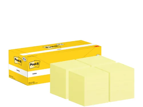 Memoblok 3M Post-it 654-CY 76x76mm geel voordeelpak