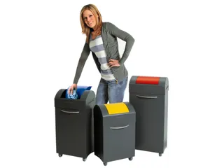 Afvalbak 45 Liter 650x380x320mm Plaatstaal 2 Wielen Klep Geel - 4