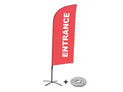 Promotievlag Alu Wind complete set "ENTRANCE" Rood kruisvoet Zwart