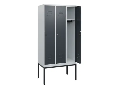 locker,HxBxD 1950x900x500mm,3vak,vak B 300mm,cil.-slot,voetonderstel